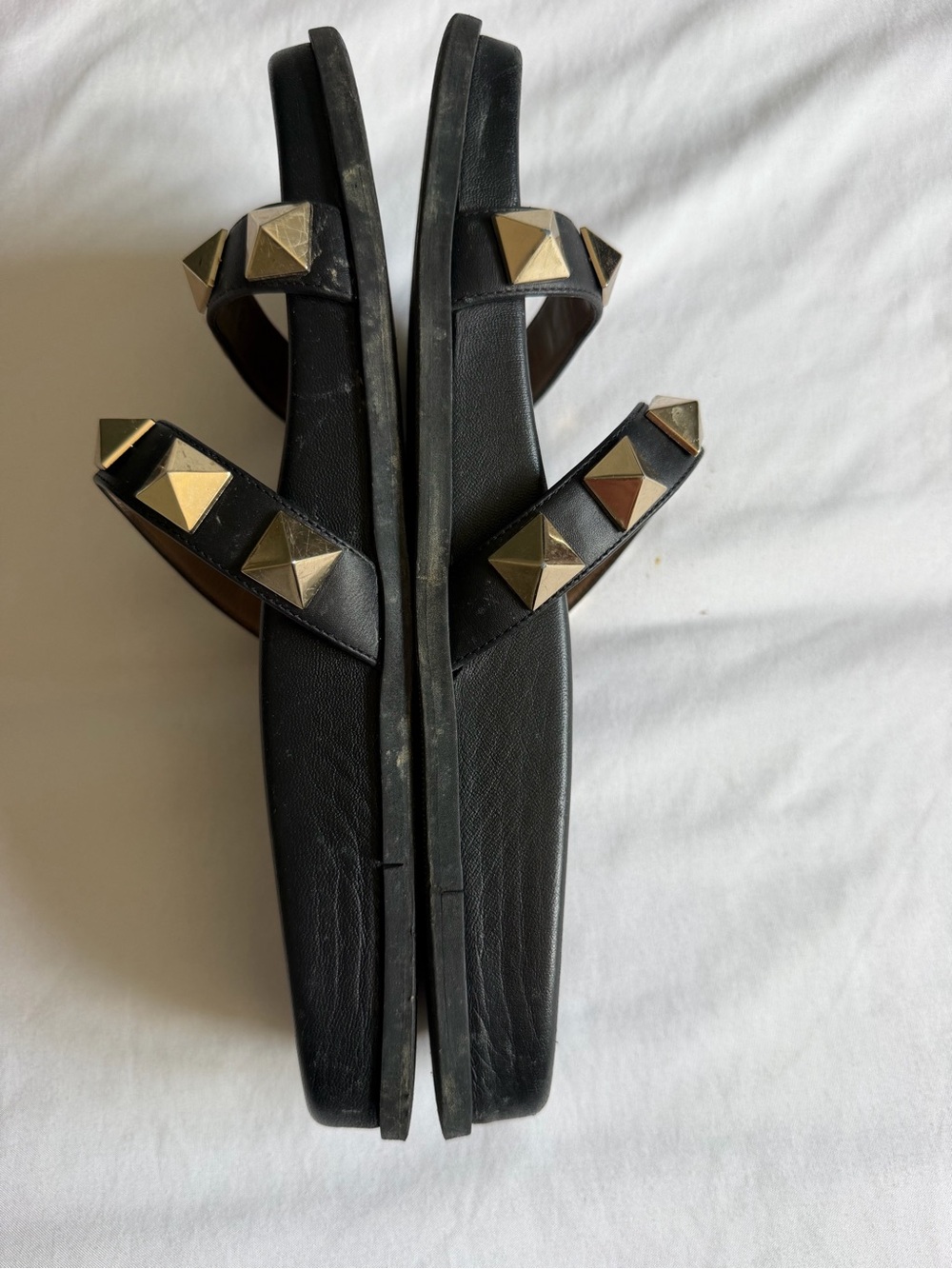 Valentino Rockstud Black Metallic Studded Double-Strap Slide Sandals 38 - Picture 10 of 16